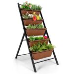 HONEY JOY 5-Tier Vertical Herb Garden Planter Box Outdoor Elevated .