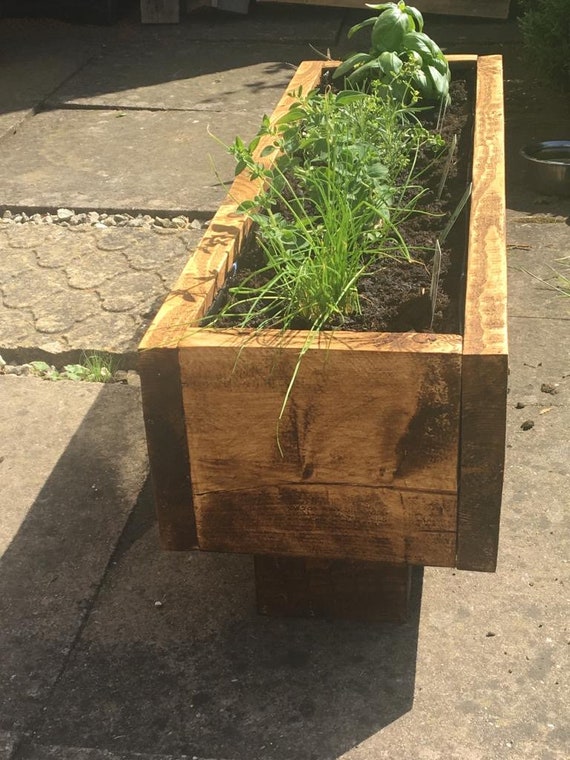 Garden Planter, Wooden Herb Box, Herb Garden, Outdoor Planter .