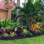 Tropical Garden with Palm Trees and Flowe