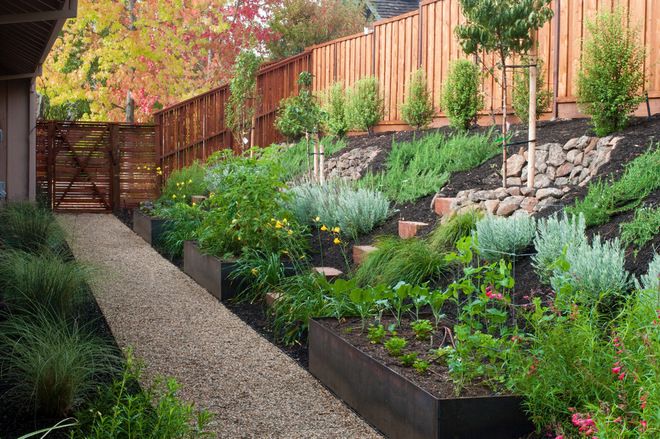 11 Design Solutions for Sloping Backyards | Sloped backyard .