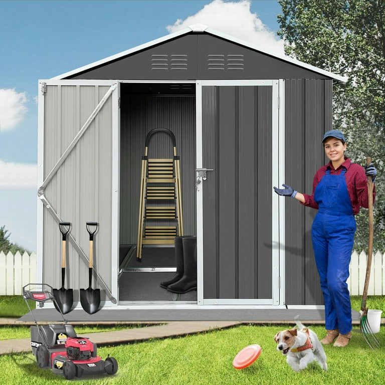 Seizeen Sheds and Outdoor Storage, 6 x 4FT Large Metal Storage .