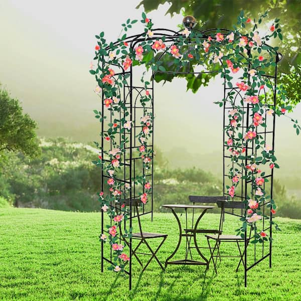 Cesicia 81.3 in. x 114.2 in. Metal Garden Arch High Birdcage Shape .