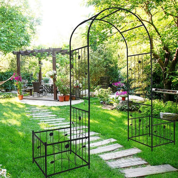 HOTEBIKE 79.5 in. W x 86.6 in. H Metal Outdoor Garden Arch Trellis .