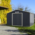 Costway 11' X 8' Metal Storage Shed For Garden And Tools W/sliding .