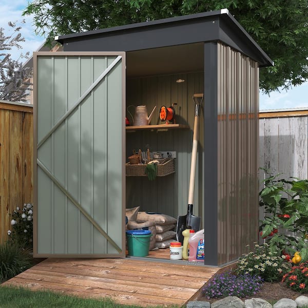 Tozey 3 ft. W x 5 ft. D Outdoor Storage Metal Shed Lockable Metal .