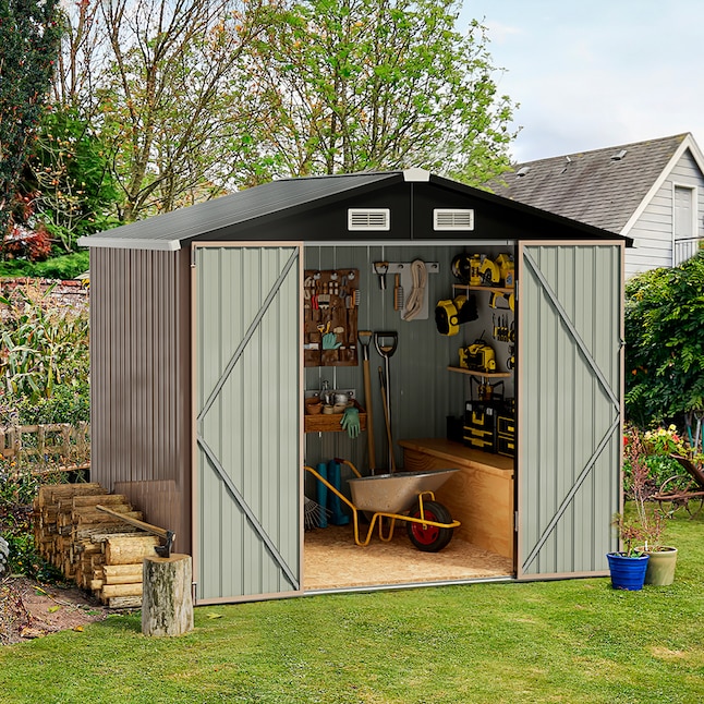 AOXUN 3.6-ft x 6.4-ft Galvanized Steel Storage Shed in the Metal .