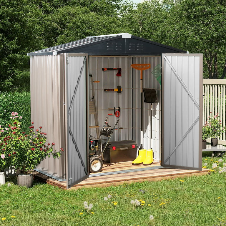 Polar Aurora 6'x 4' Outdoor Metal Storage Shed with Double .