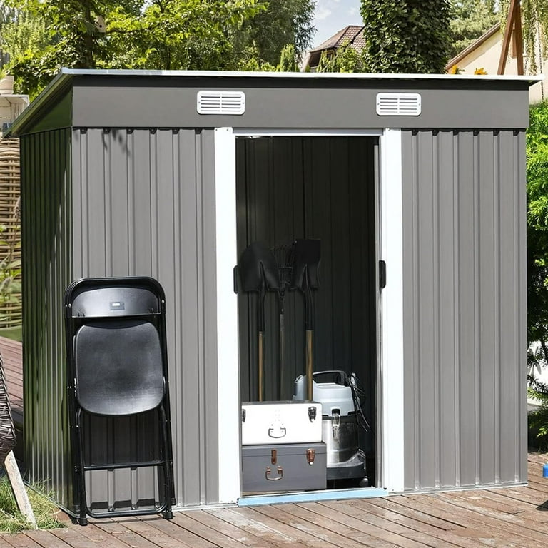 8 x 4 FT Outdoor Storage Shed, Metal Outside Sheds & Outdoor .