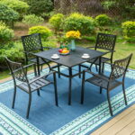 MF Studio 5-Piece Outdoor Dining Set Metal Patio Furniture with 4 .