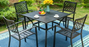 MF Studio 5-Piece Outdoor Dining Set Metal Patio Furniture with 4 .