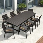 9 Pc Aluminum Patio Dining Set - Raven table with Keto chair .