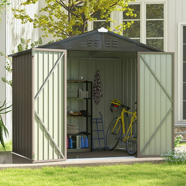 Patiowell 8' x 6' Outdoor Storage Shed Metal Shed with Sloping .