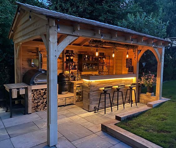 Exotic modern open bar design ideas | Backyard fireplace, Build .