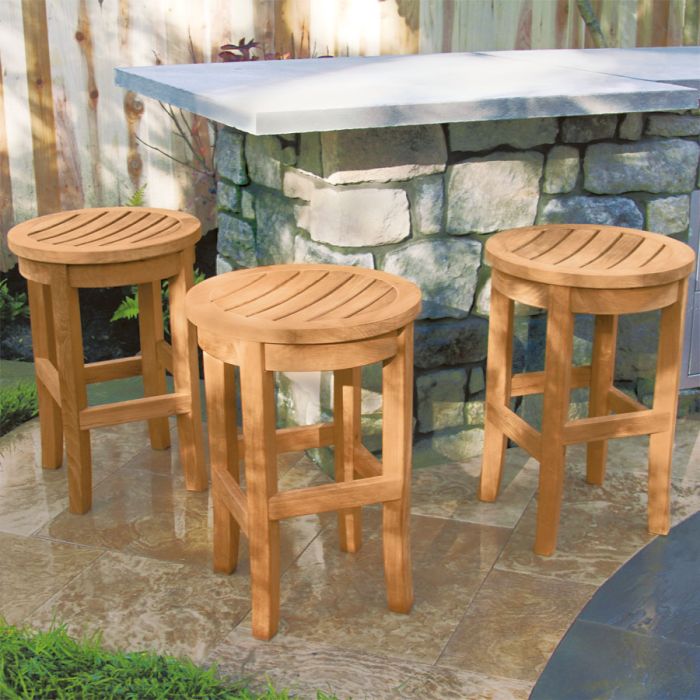 Teak Outdoor Bar Stools - Seneca® Teak Counter-Height Bar Sto