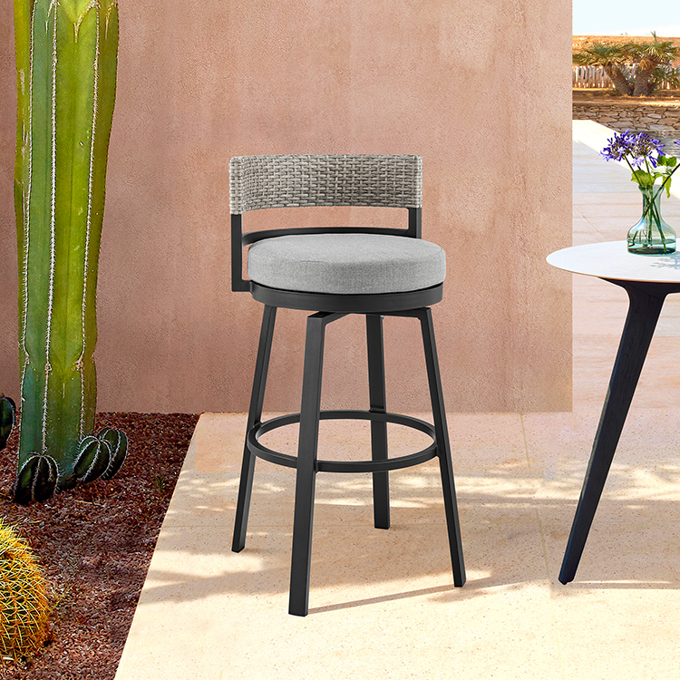 Encinitas Outdoor Patio Counter Height Swivel Bar Stool in .