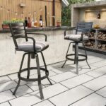 Crestlive Products Swivel Cast Aluminum Outdoor Bar Stool with .