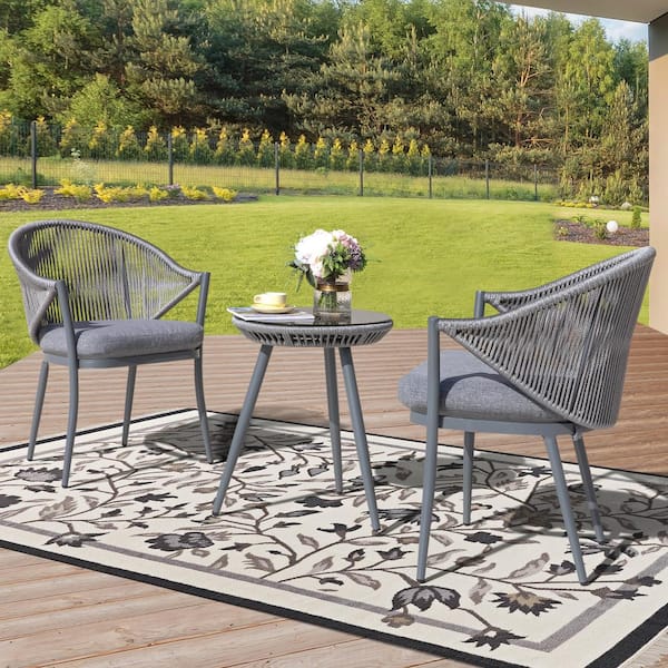 Nuu Garden 3-Piece Aluminum Outdoor Bistro Set Outdoor Furniture .