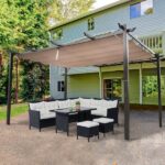 Outsunny 10 ft. x 13 ft. x 8 ft. Aluminum Outdoor Pergola Backyard .