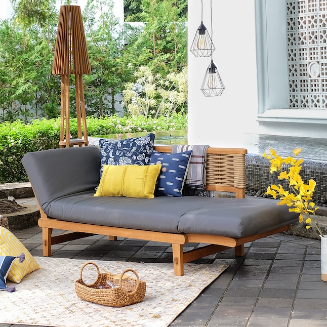 Cambridge Casual Dunham Rattan Outdoor Daybed with Gray Cushion(S .