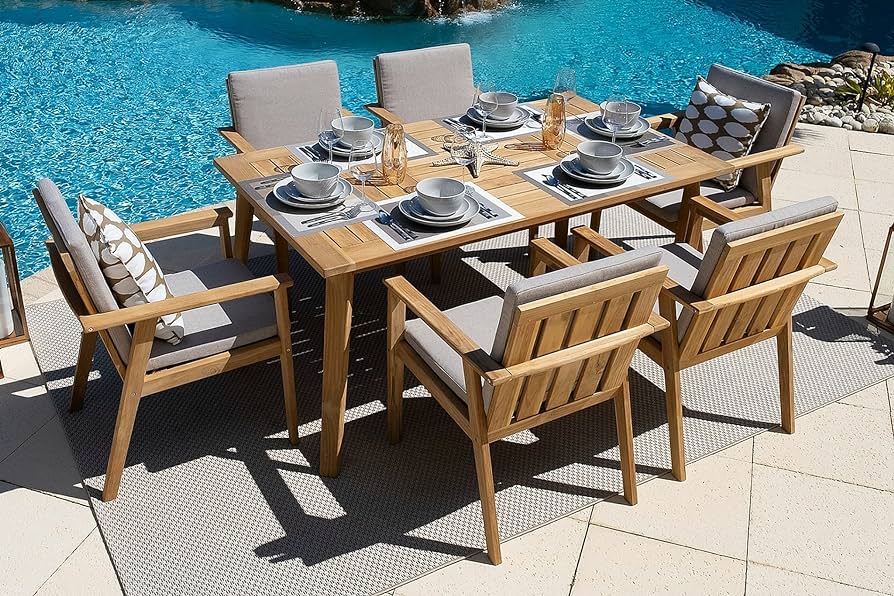 Amazon.com: Laguna 7-Piece Eucalyptus Wood Outdoor Patio Furniture .