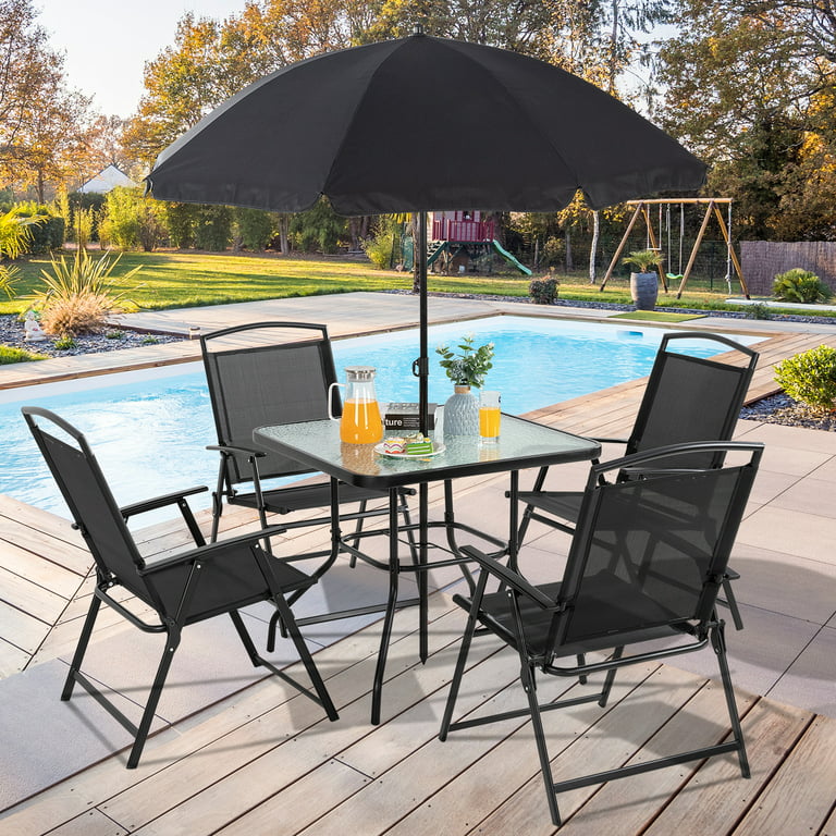 Sobaniilo 6 Piece Folding Outdoor Dining Set for 4, Metal Patio .