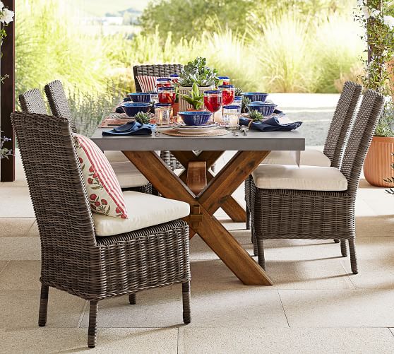 Abbott Concrete & Acacia Outdoor Dining Table (84") | Pottery Ba