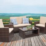 Amazon.com: FDW Patio Furniture Sets 4 Piece Rattan Chair Patio .