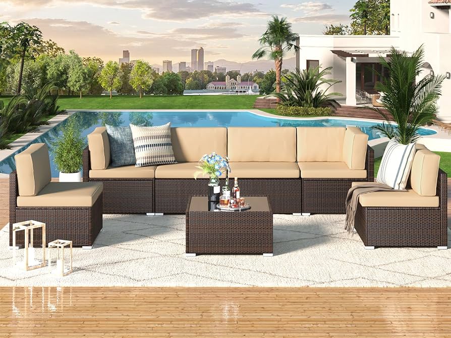 Amazon.com: AECOJOY 7 Piece Outdoor Patio Furniture Set, Outdoor .