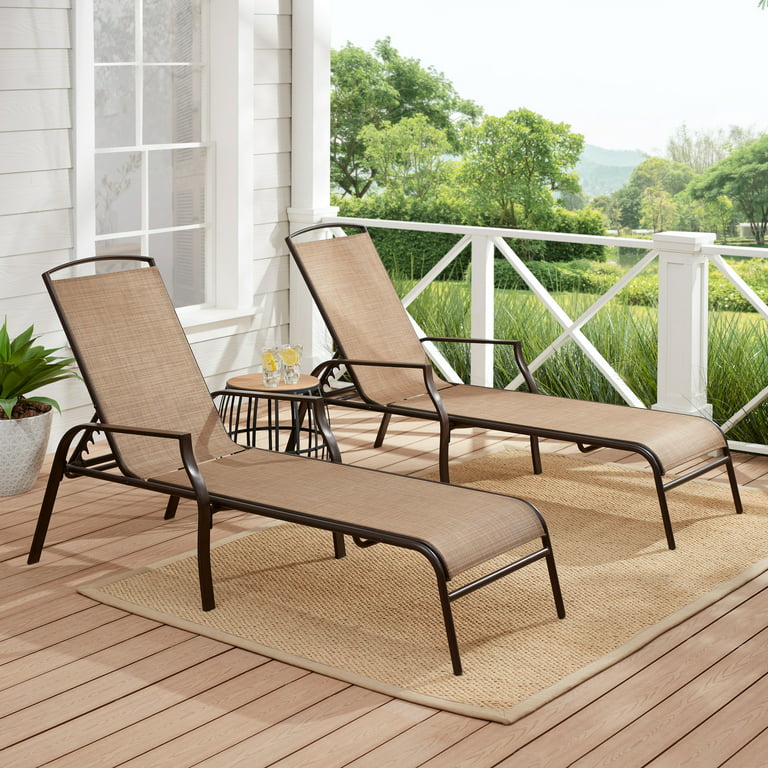 Mainstays Sand Dune Reclining Steel Outdoor Chaise Lounge - Set of .