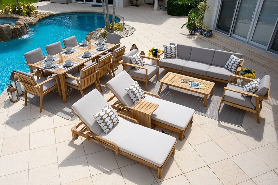 Amazon.com: Laguna 16-Piece Eucalyptus Wood Outdoor Patio .