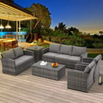 AECOJOY 7 Pieces Outdoor Furniture Set with Two Storage Boxes .