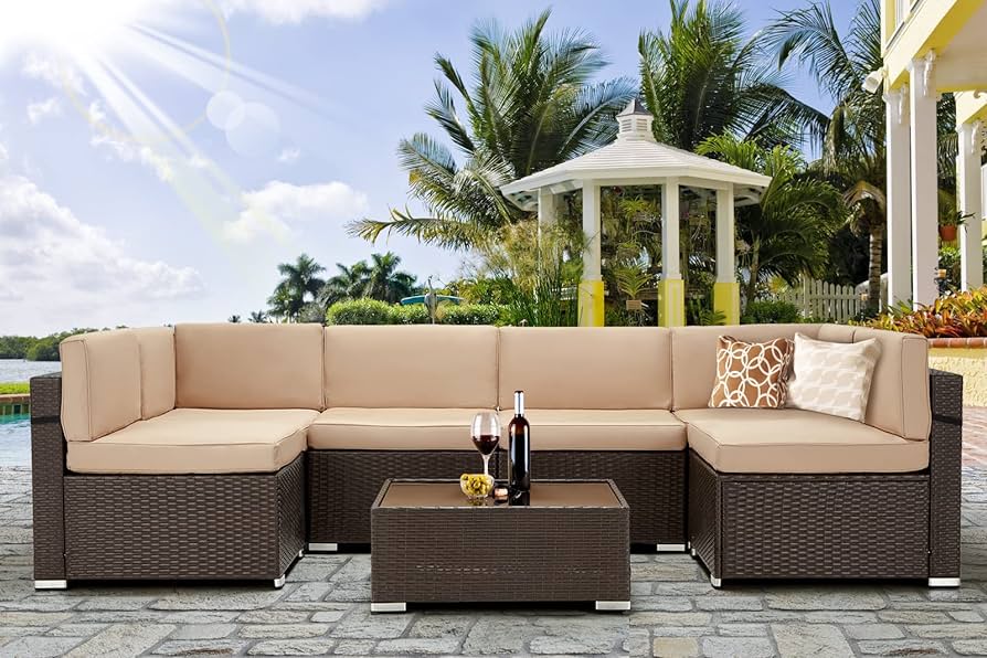 Amazon.com: U-MAX 7 Piece Outdoor Patio Furniture Set, PE Rattan .