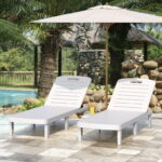 Set of 2 Patio Chaise Lounge, Outdoor Pool Lounge Chair for 2 .