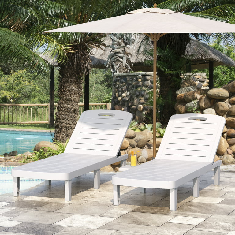 Set of 2 Patio Chaise Lounge, Outdoor Pool Lounge Chair for 2 .