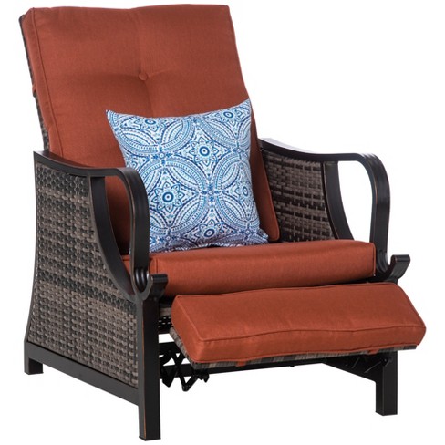 Outsunny Outdoor Recliner Chair, Pe Wicker Furniture, Adjustable .