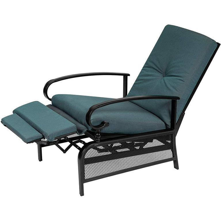 SUNCROWN Outdoor Patio Recliner Metal Adjustable Lounge Chair with .