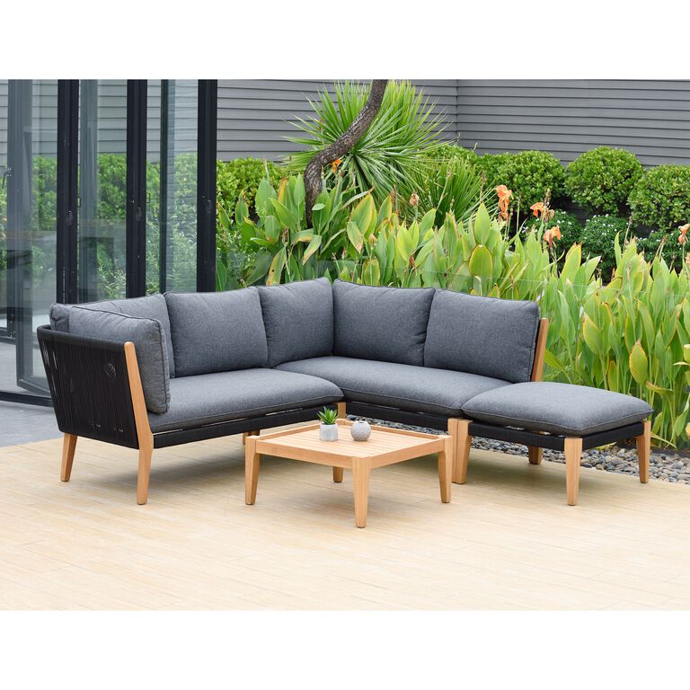 Gryffin Rope Outdoor Sectional Sofa With Coffee Table - World Mark