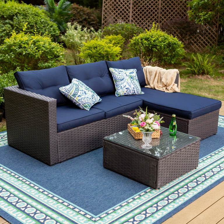 MF Studio 3 Pieces Outdoor Sectional Sofa Set Wicker Patio .