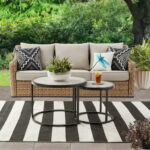 Better Homes & Gardens River Oaks Outdoor Sofa & 2 Nesting Tables .