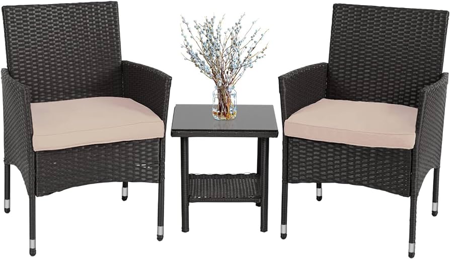 Amazon.com: FDW Outdoor Wicker Bistro Rattan Chair Conversation .