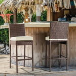 Outdoor Bar Stools Wicker Patio Stools & Bar Chairs Set of 2 .