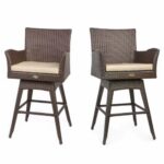 Set of 2 Outdoor Bar Stool Patio All-Weather Swivel w/ Cushion, 1 .