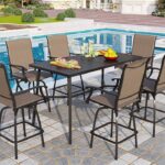 Amazon.com: PHI VILLA 7 Piece High Patio Bar Dining Set, Bar .