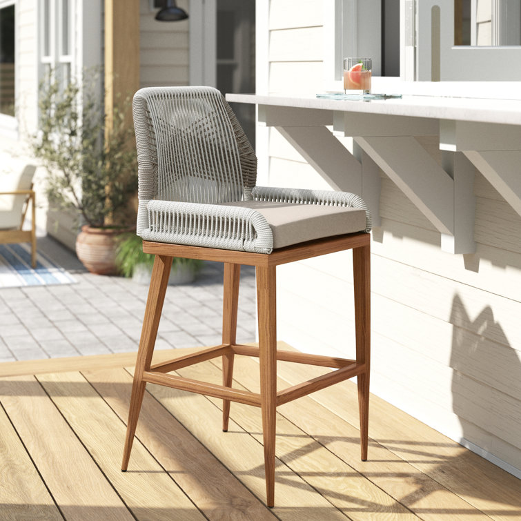 Sand & Stable Lesley Metal Frame Patio Bar Stool with Cushion .