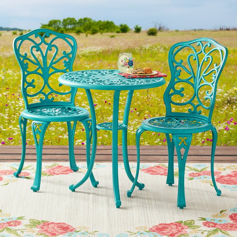 The Pioneer Woman Goldie 3-Piece Cast Aluminum Garden Bistro Set .