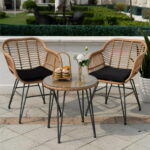 Tappio 3 Piece Outdoor Wicker Furniture Patio Bistro Set, PE .