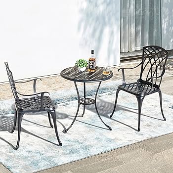 Amazon.com: NUU GARDEN Patio Bistro Sets 3 Piece Cast Aluminum .