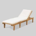 Ariana Acacia Wood Patio Chaise Lounge With Cushion -teak Finish .