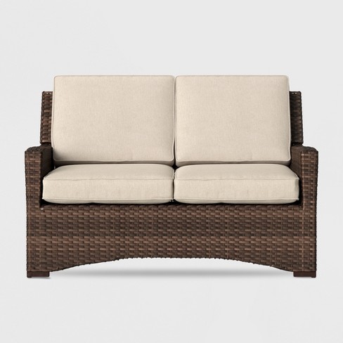 Halsted Wicker Outdoor Patio Loveseat - Tan - Threshold™ : Targ