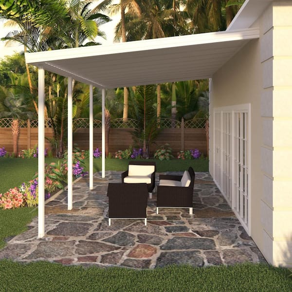 Integra 18 ft. x 8 ft. White Aluminum Frame Patio Cover, 4 Posts .